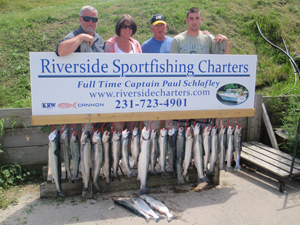 Mixed Bag of Salmon and Steelhead Trout - Manistee, Michigan Fishing Charter